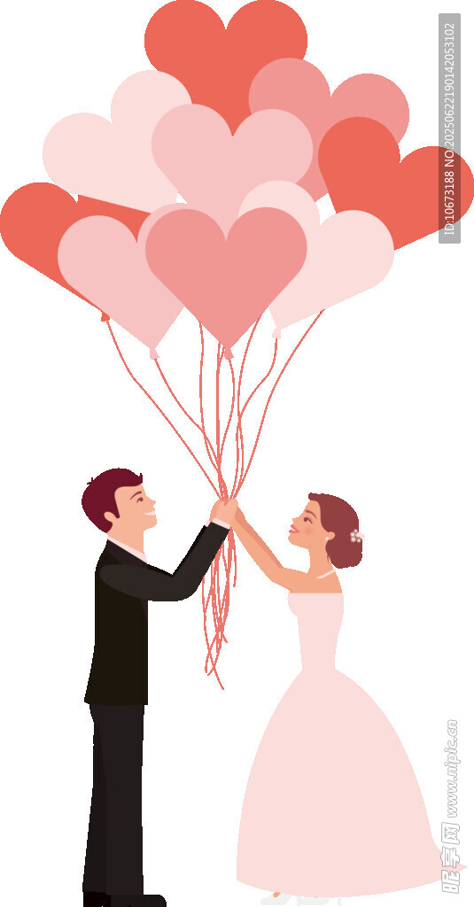 新婚夫妇放飞爱心气球