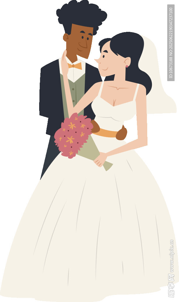 新婚夫妇甜蜜相拥