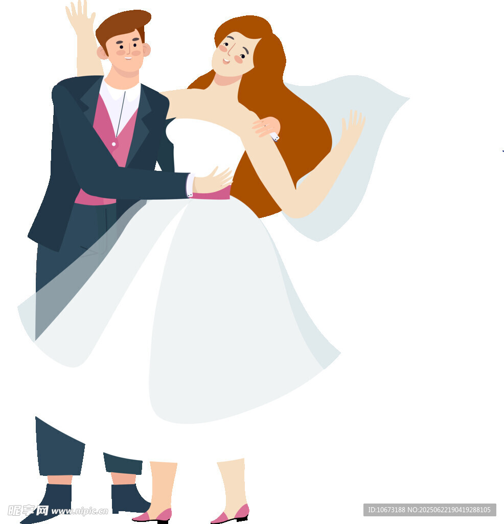 浪漫新婚夫妇甜蜜相拥
