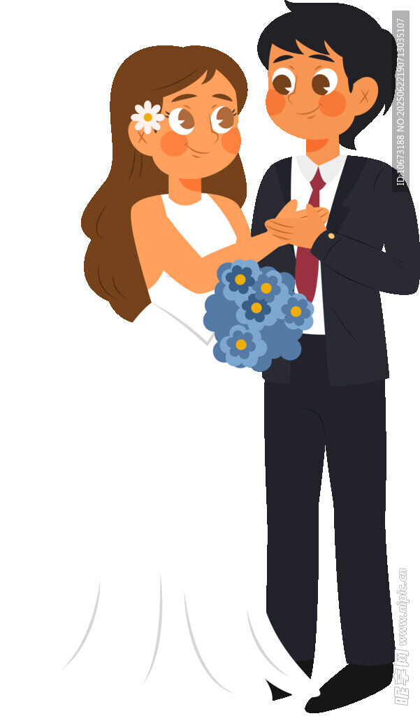 甜蜜新婚夫妇幸福相拥
