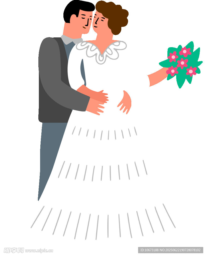 新婚夫妇甜蜜相拥