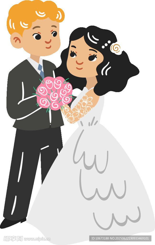 新婚夫妇甜蜜相拥