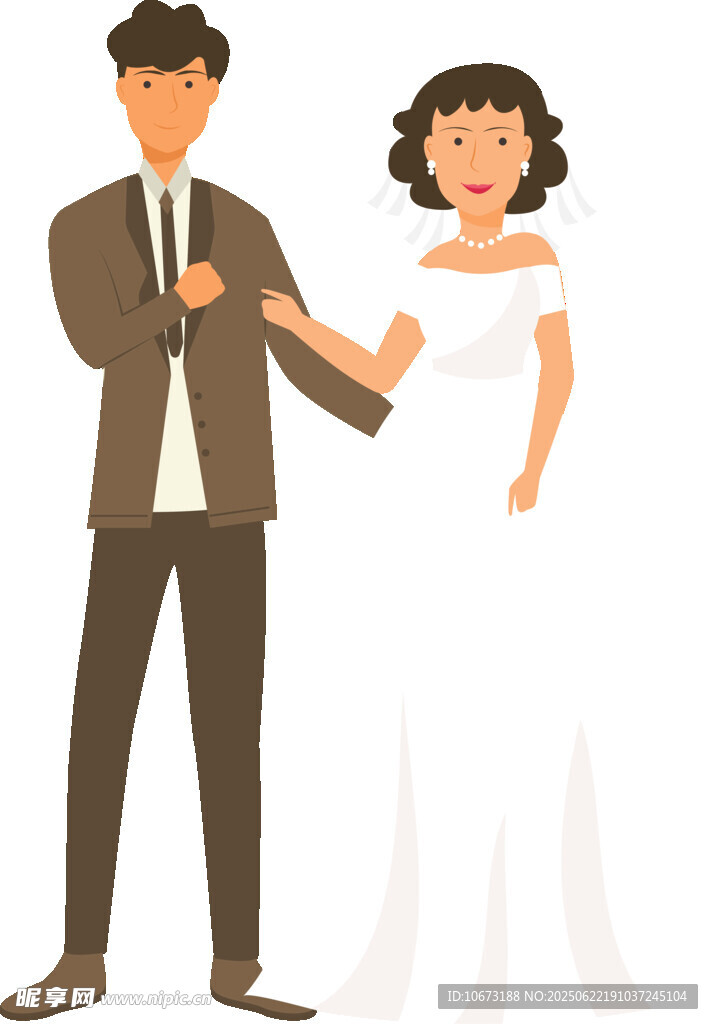 新婚夫妇甜蜜牵手