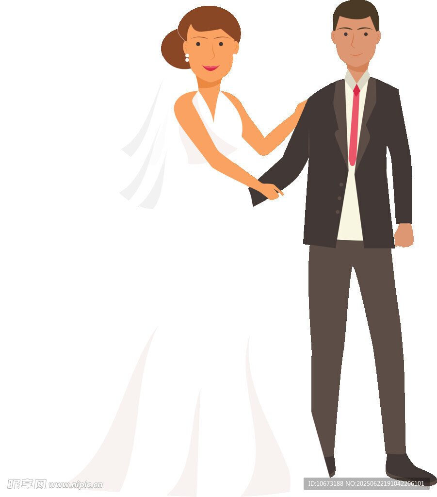 新婚夫妇甜蜜牵手
