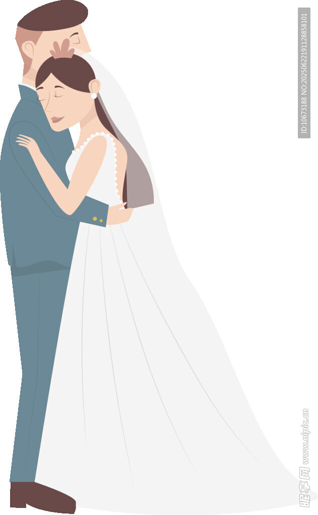 相拥的新婚夫妇