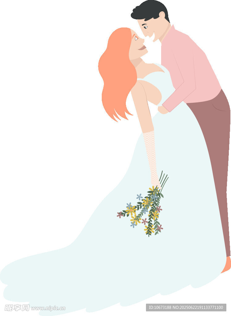 浪漫新婚夫妇甜蜜相拥