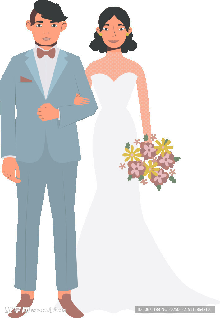 新婚夫妇甜蜜携手