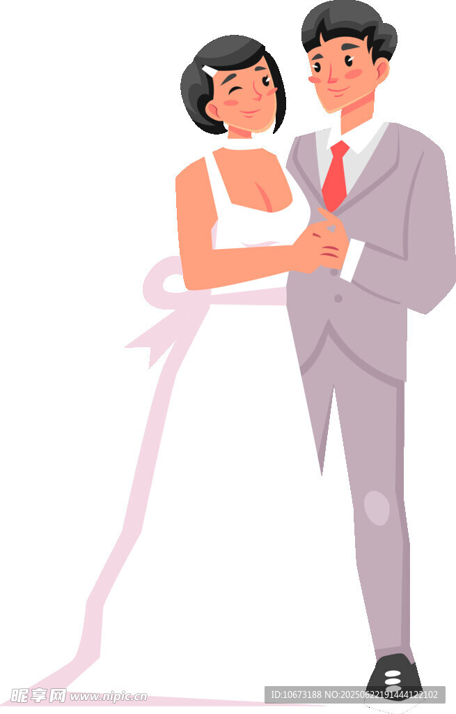 甜蜜新婚夫妇幸福相拥