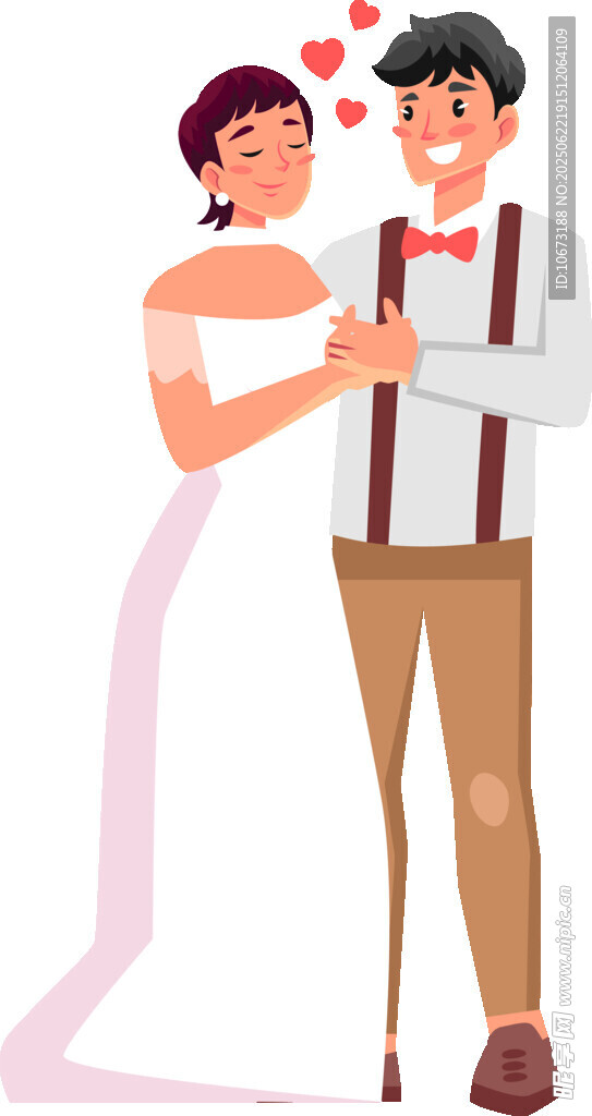 甜蜜新婚夫妇幸福相拥