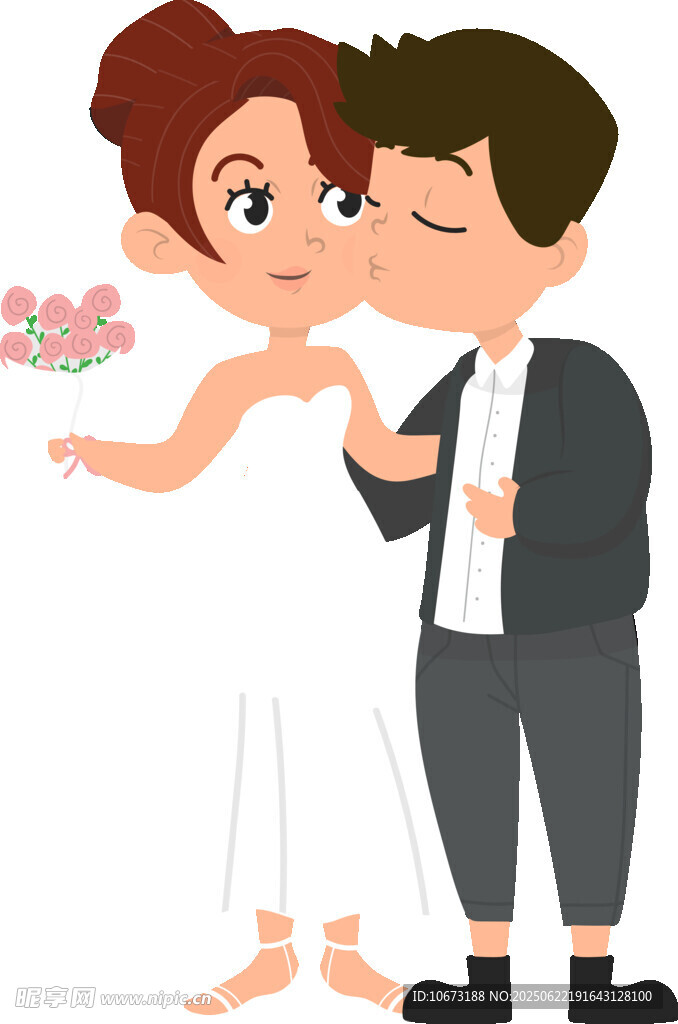 新郎亲吻新娘甜蜜瞬间