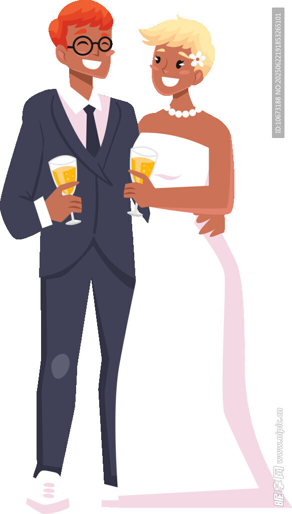 新婚夫妇举杯庆祝