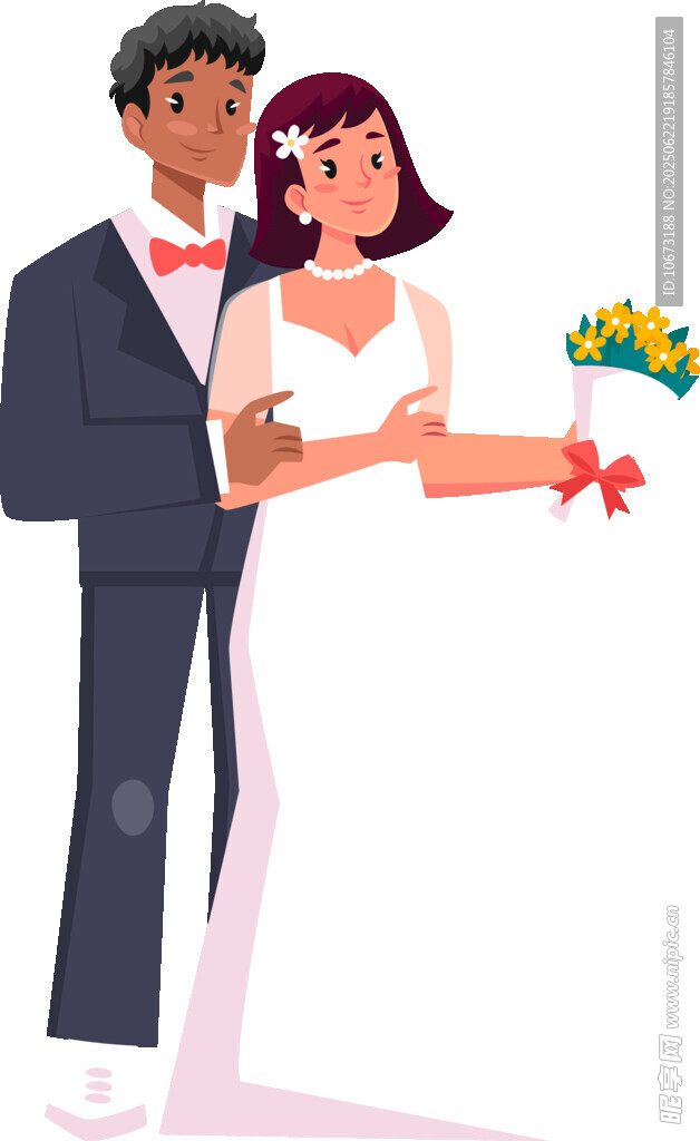 新婚夫妇甜蜜牵手