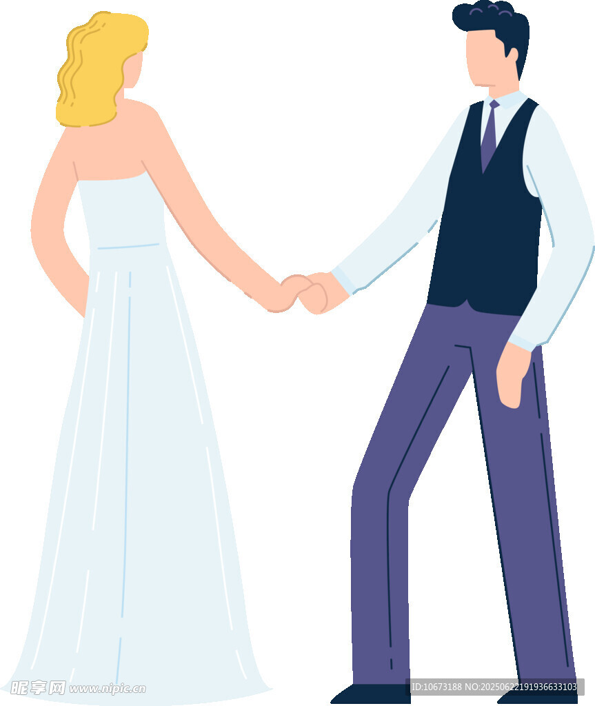 牵手的新婚夫妇