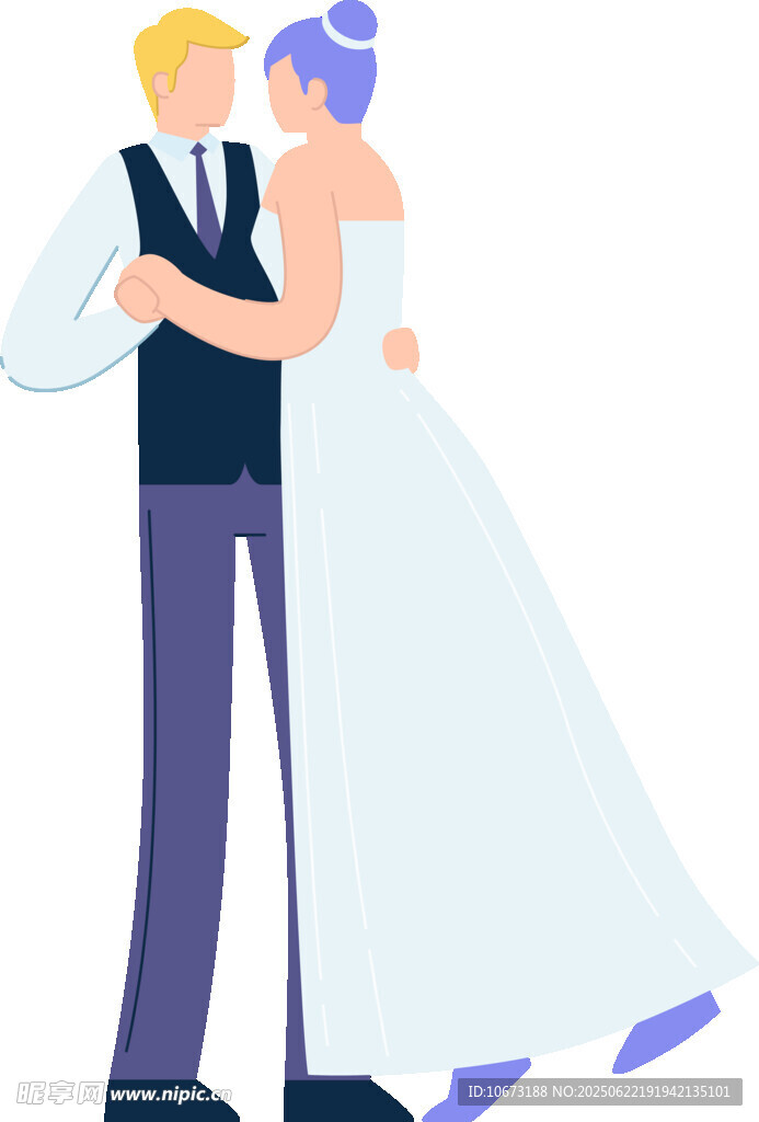 新婚夫妇甜蜜相拥