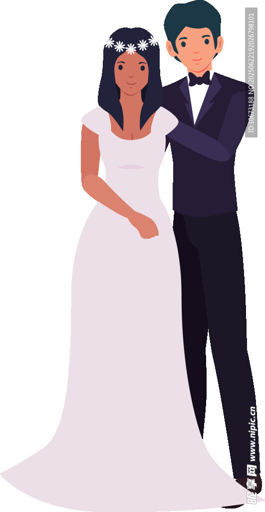 新婚夫妇甜蜜相依
