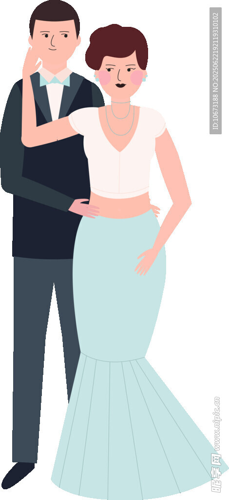 优雅新婚夫妇甜蜜相拥