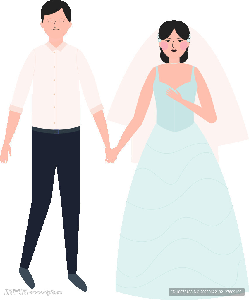牵手的新婚夫妇