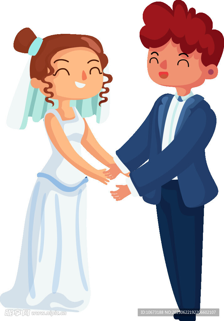 新婚夫妇甜蜜牵手