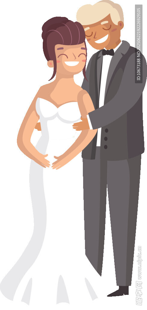 甜蜜新婚夫妇优雅姿态