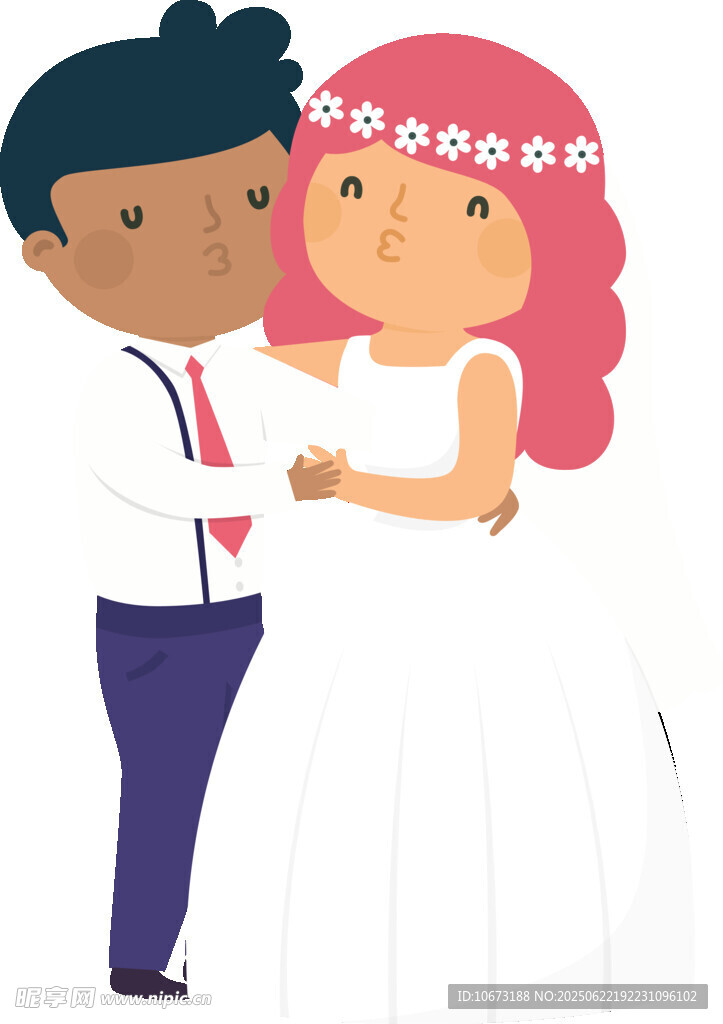 甜蜜新婚夫妇浪漫相拥