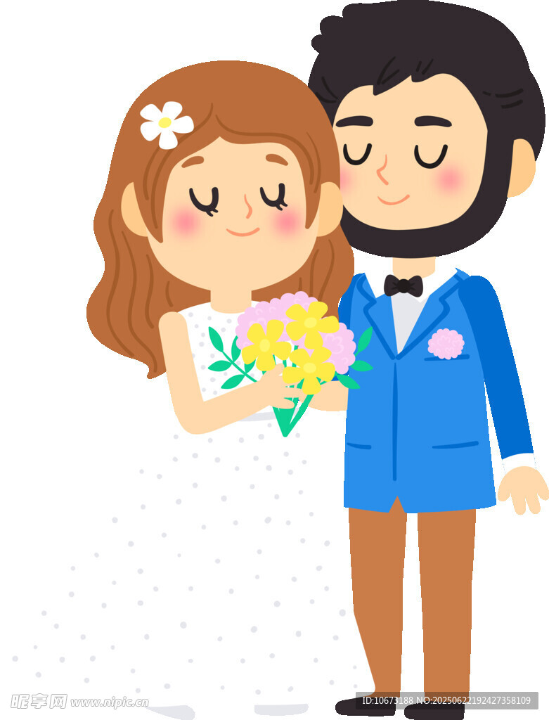 甜蜜新婚夫妇幸福相拥