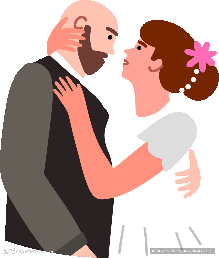 甜蜜相拥的新婚夫妇