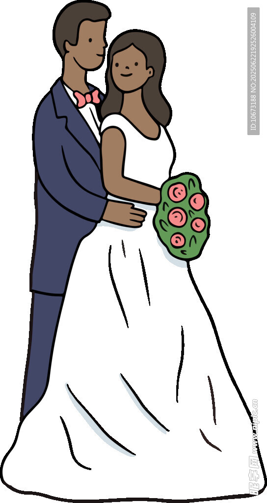 相拥的新婚夫妇