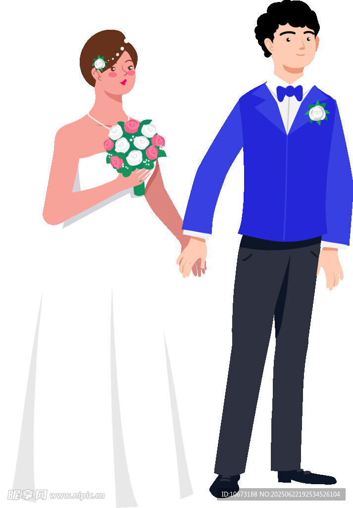 牵手的新婚夫妻