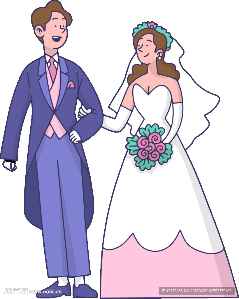 新婚夫妇甜蜜牵手画面