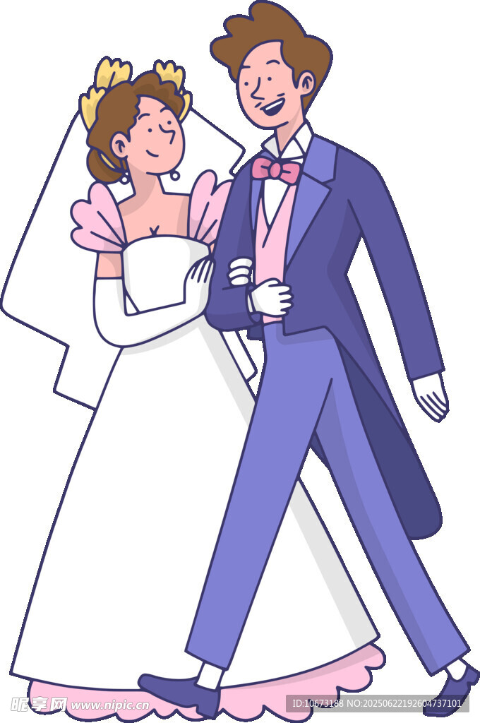 新婚夫妇幸福携手前行