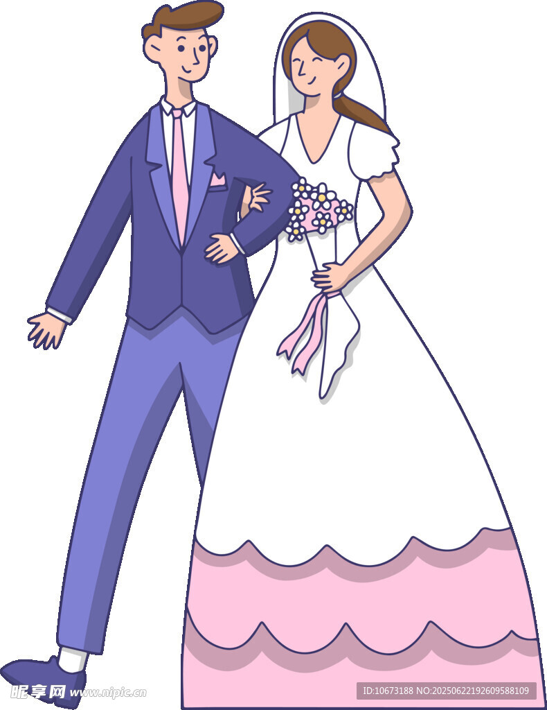 新婚夫妇甜蜜携手