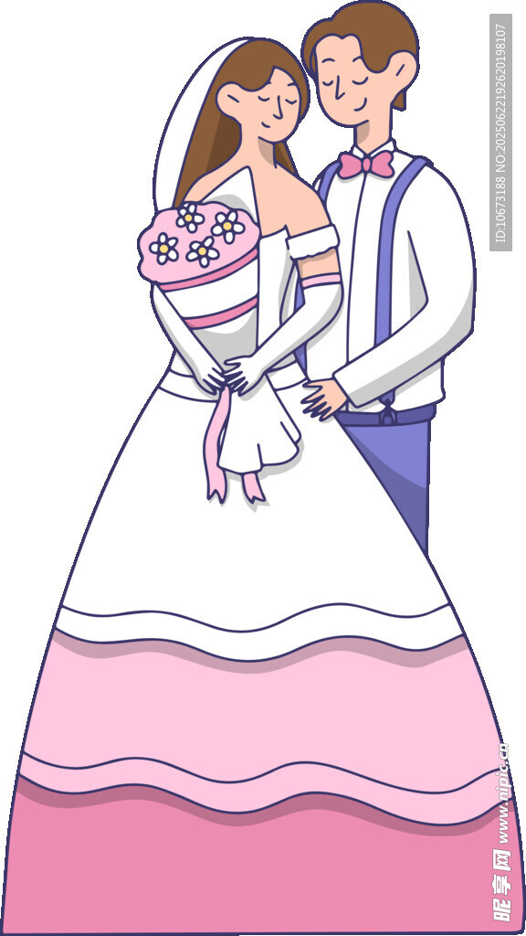 甜蜜新婚夫妇浪漫相拥