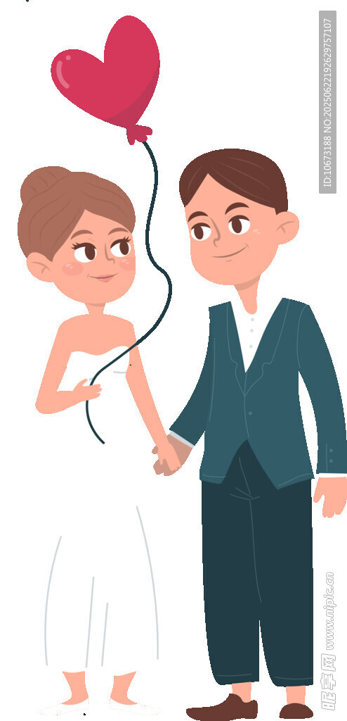 新婚夫妇牵手甜蜜瞬间