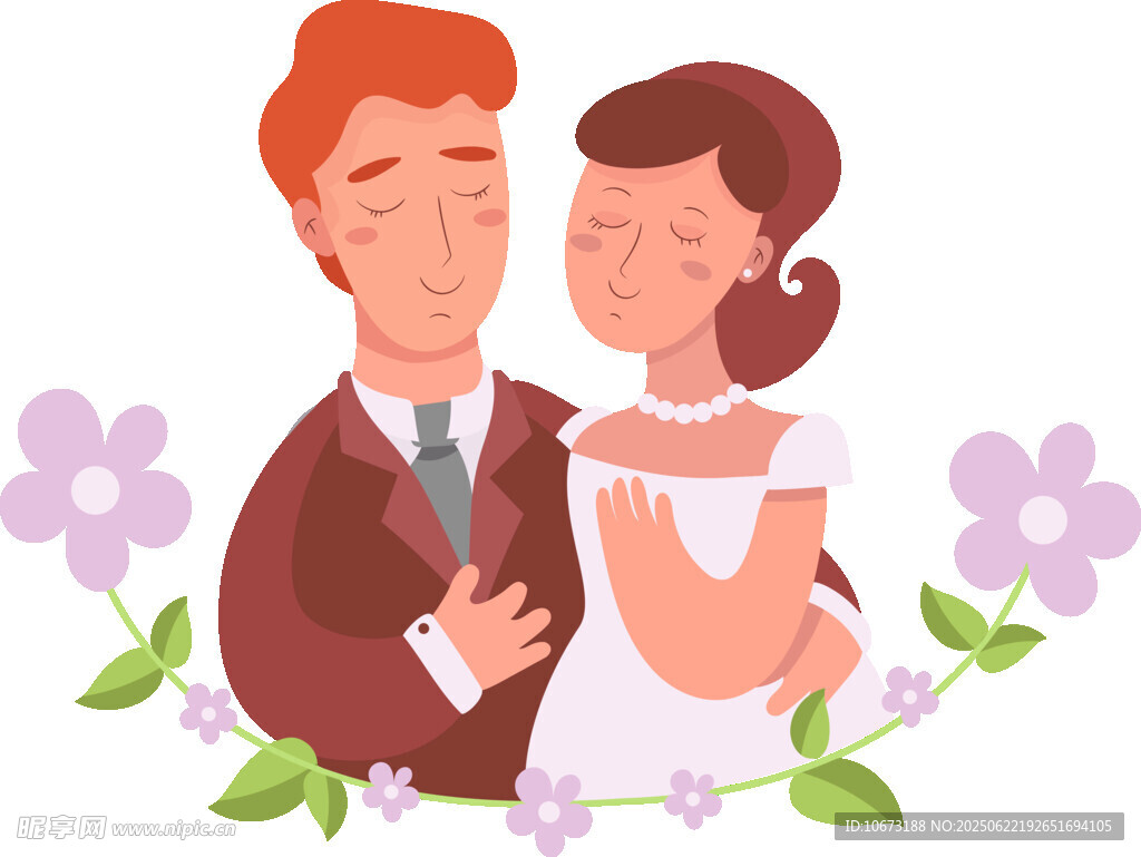 甜蜜新婚夫妇温馨相拥