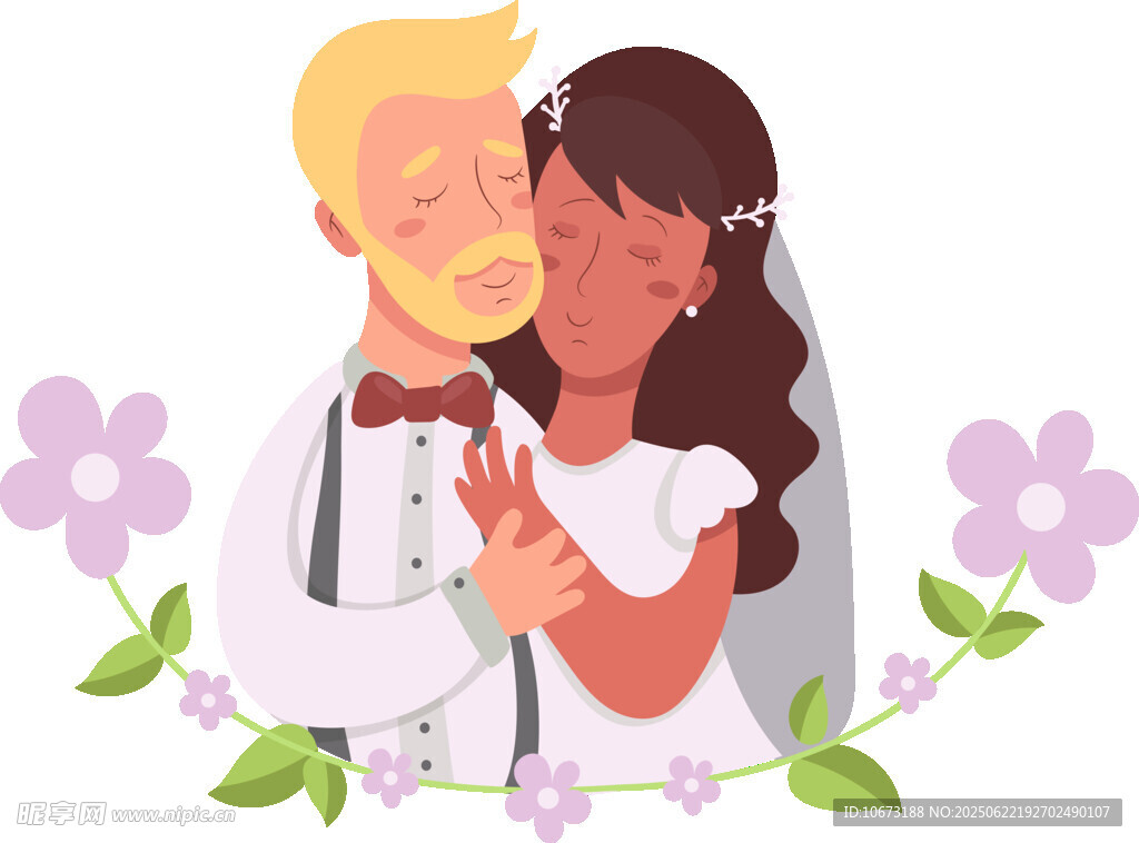 新婚夫妇甜蜜相拥