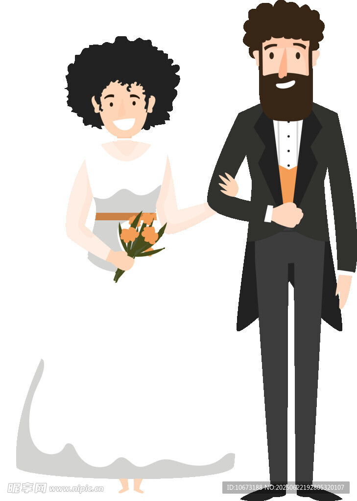 新婚夫妇牵手幸福时刻