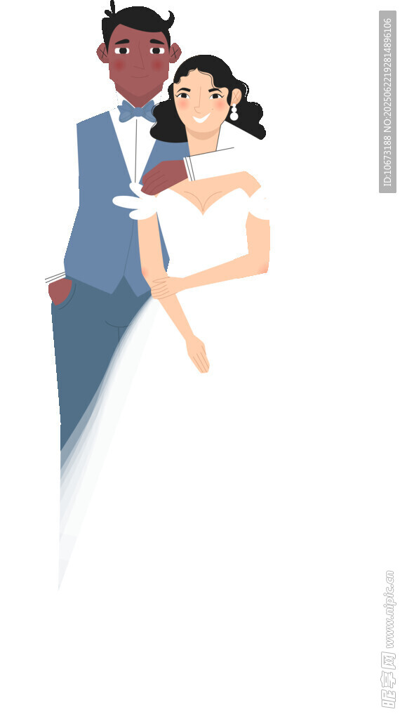 浪漫新婚夫妇甜蜜相拥