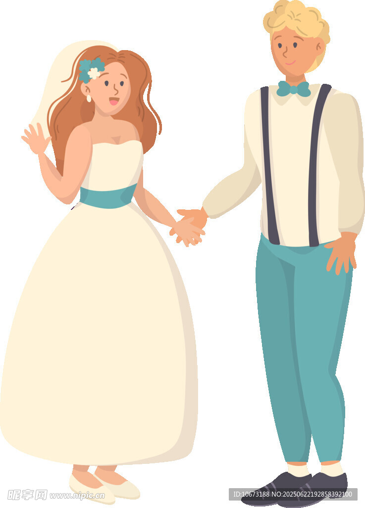 甜蜜新婚夫妇牵手瞬间