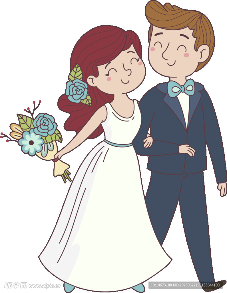 甜蜜新婚夫妇幸福相依