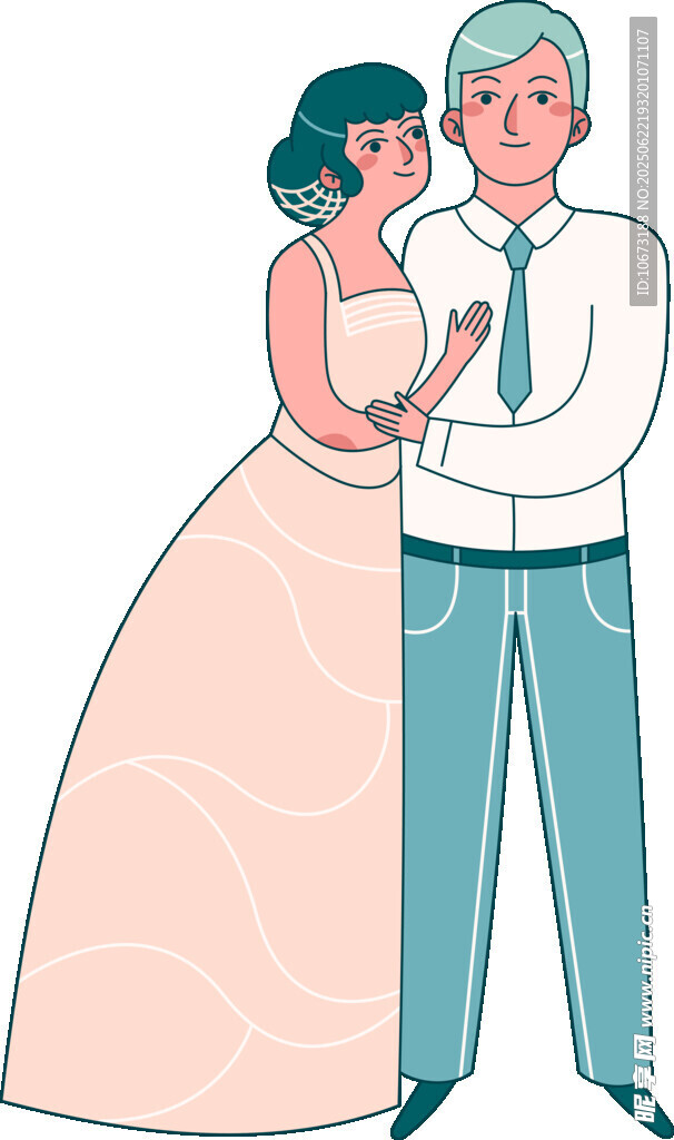 甜蜜相拥的新婚夫妇
