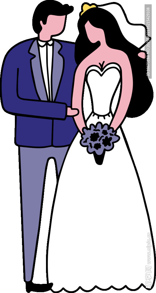 新婚夫妇甜蜜牵手