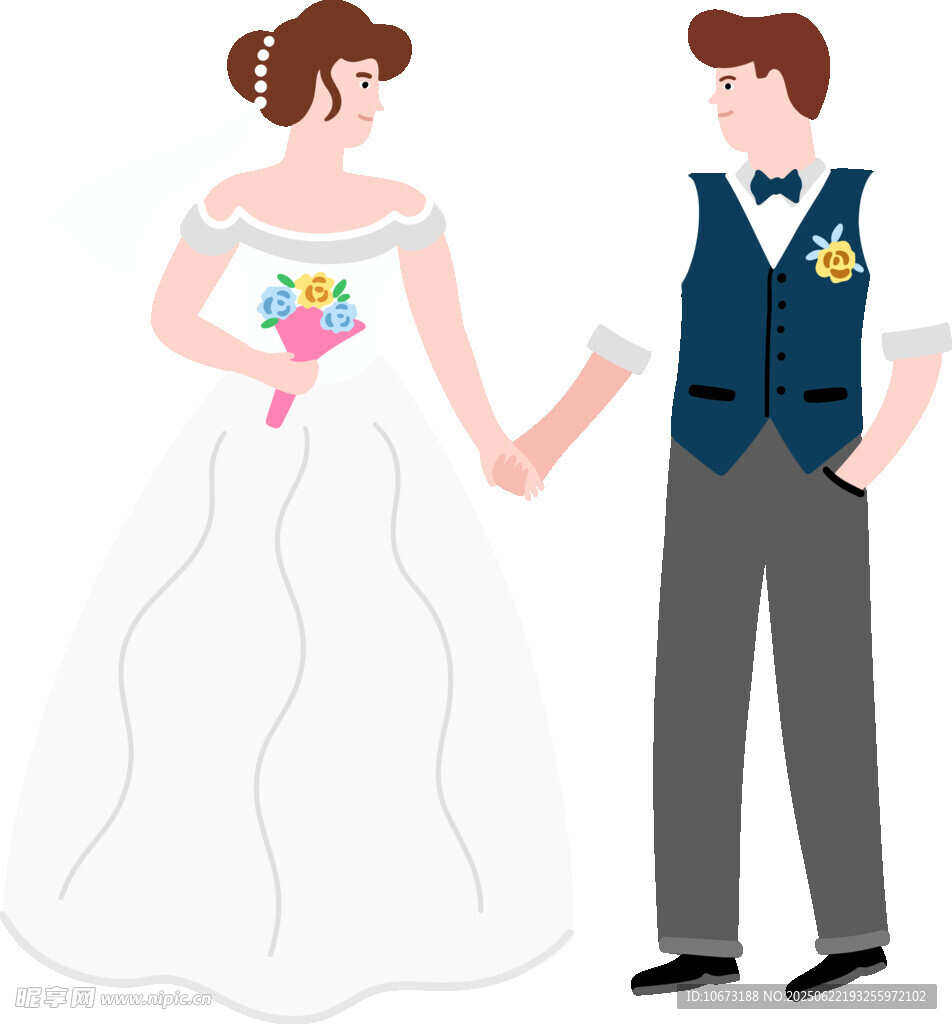 新婚夫妇牵手形象