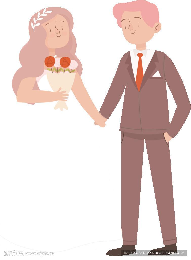 甜蜜新婚夫妇牵手瞬间