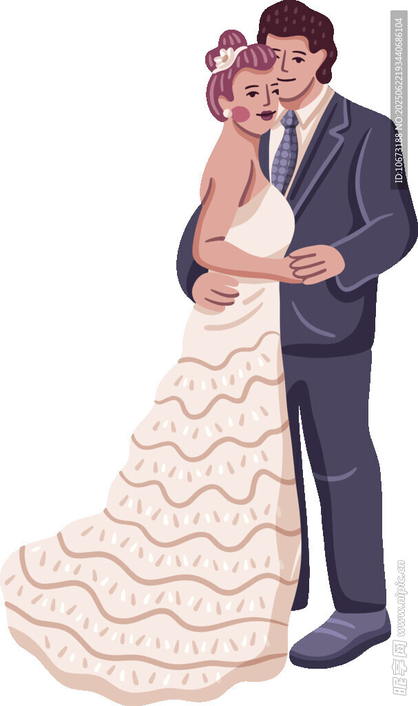 浪漫新婚夫妇甜蜜相拥
