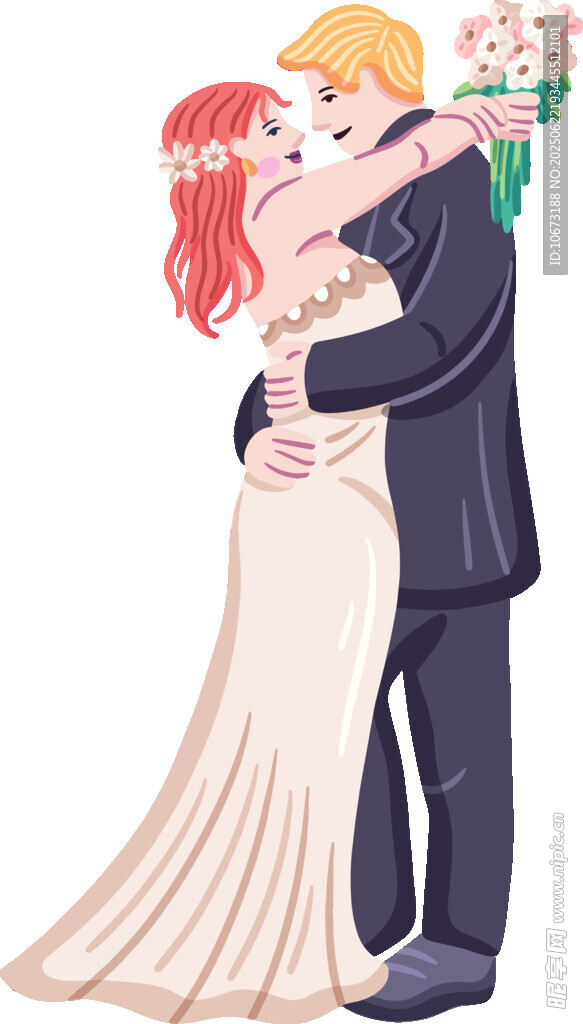 新婚夫妇甜蜜相拥