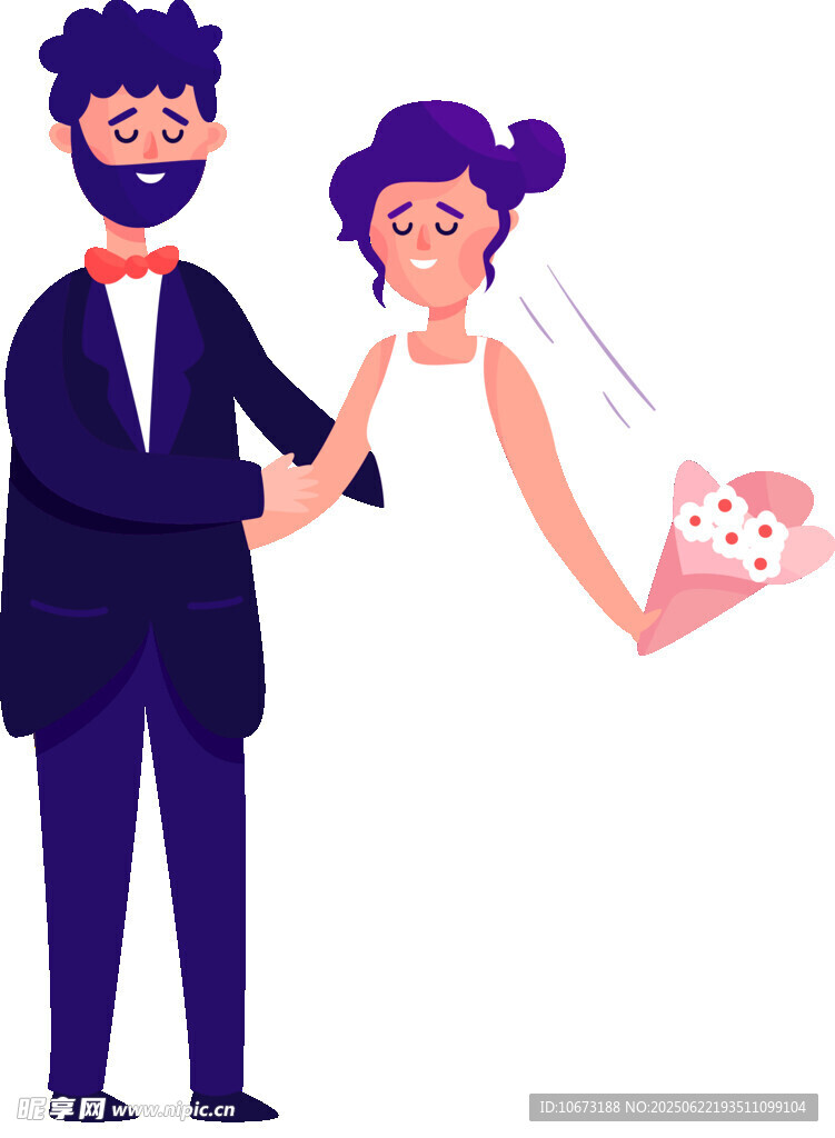 新婚夫妇甜蜜牵手