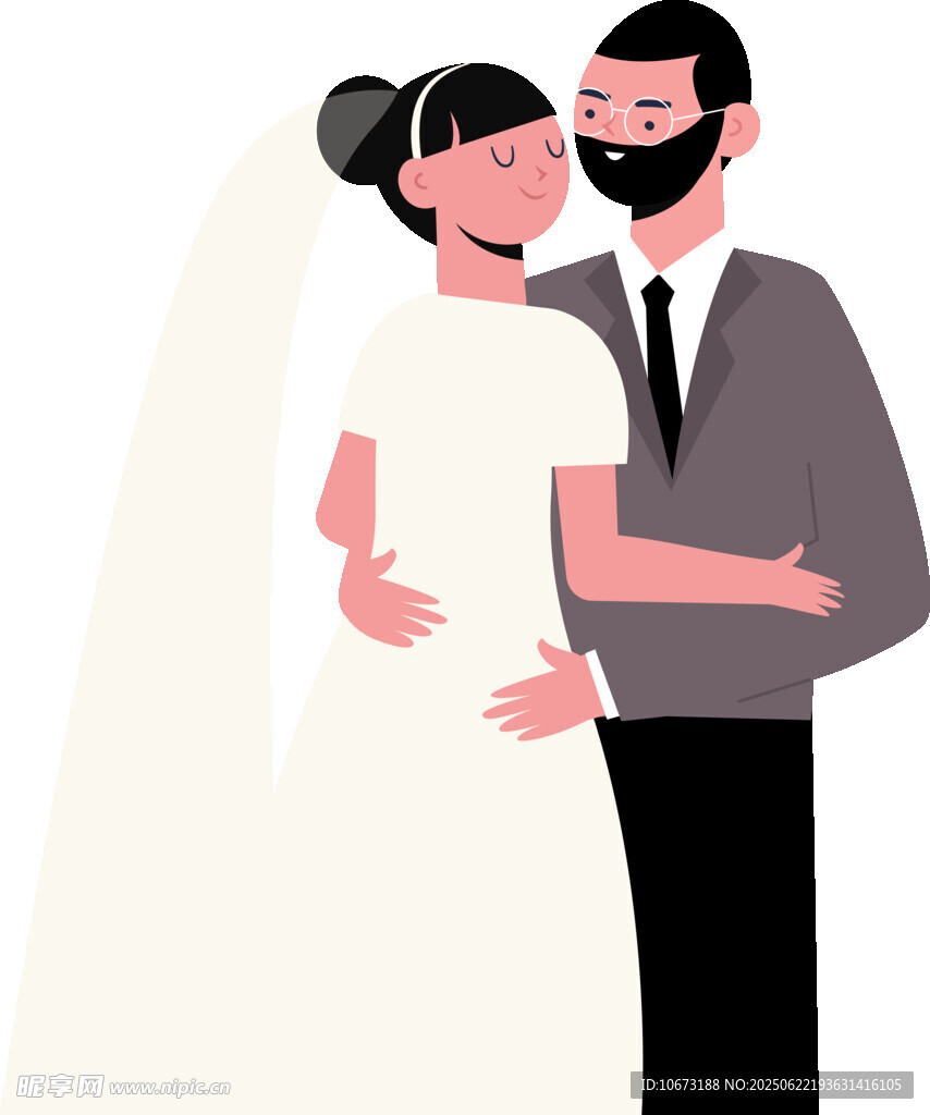 新婚夫妻甜蜜相拥