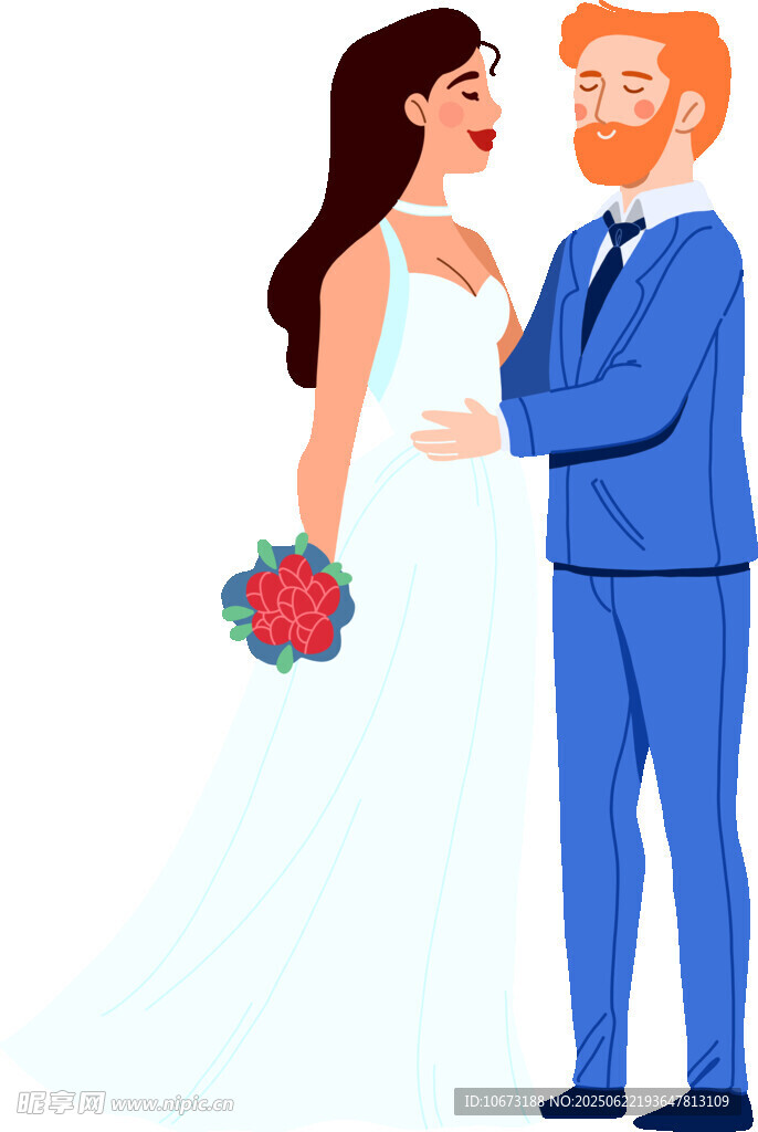 幸福新婚夫妇甜蜜相拥