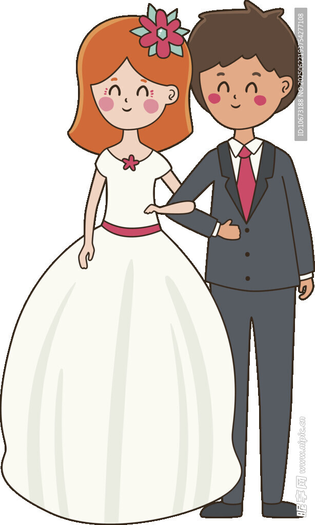 可爱卡通风格新婚夫妇形象