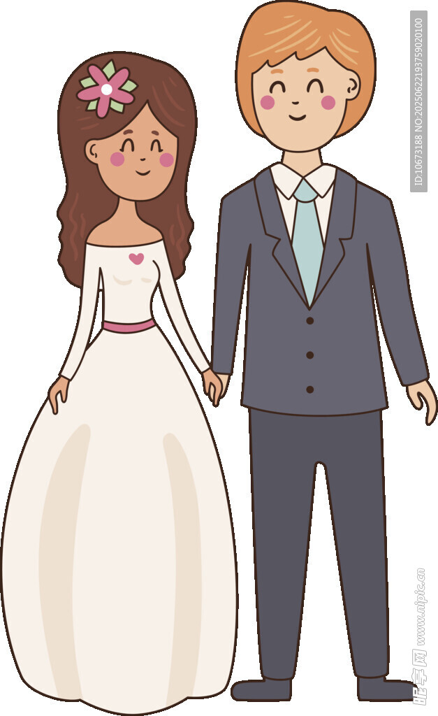 甜蜜新婚夫妇卡通形象